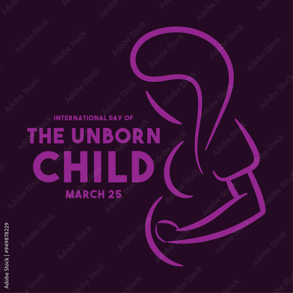 Fototapeta premium International Day of The Unborn Child. March 25. Flat design vector. Poster, banner, card, background.