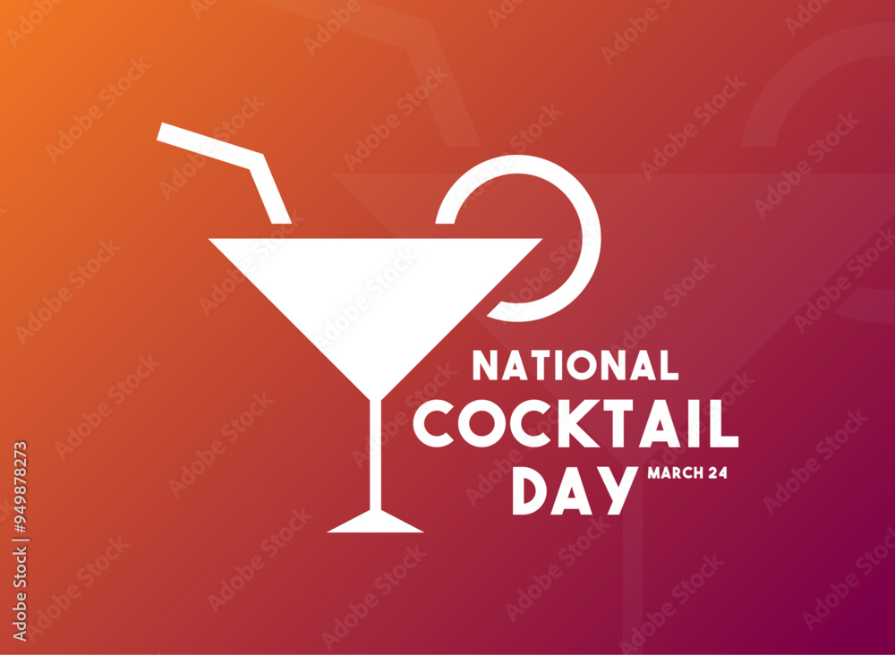 National Cocktail Day. March 24. Gradient background.