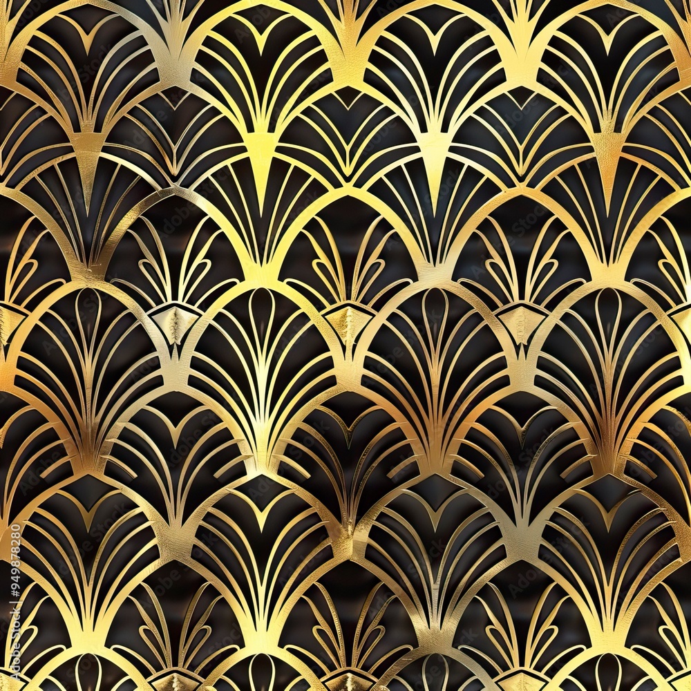 Luxury golden wallpaper. Art Deco Pattern, Vip invitation background texture for print, fabric, packaging design Luxury golden wallpaper. Art Deco Pattern, Vip invitation background texture for print, fabric, packaging design