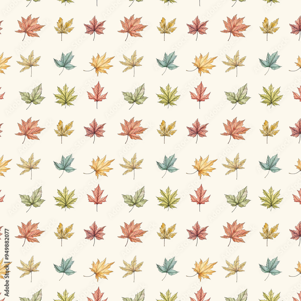 Watercolor fall leaves autumn pattern illustration wallpaper, Generative AI Watercolor fall leaves autumn pattern illustration wallpaper, Generative AI