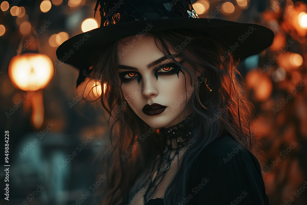 A Halloween-themed image featuring a girl dressed in a spooky yet stylish costume A Halloween-themed image featuring a girl dressed in a spooky yet stylish costume