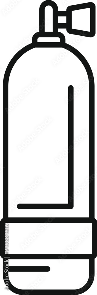 Simple oxygen cylinder for diving showing valve and air tank with a minimal line icon style Simple oxygen cylinder for diving showing valve and air tank with a minimal line icon style