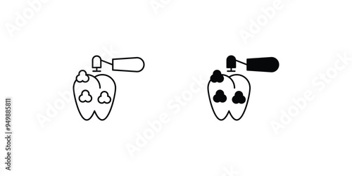dental clean set icon with white background vector stock illustration
