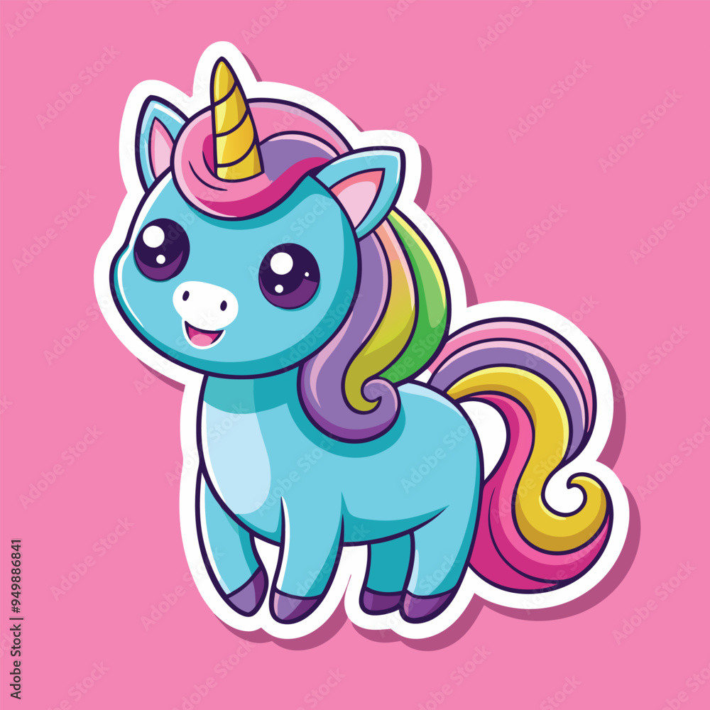 Fototapeta premium Unicorn Cartoon sytle vector for Kids Book design on Pink Background