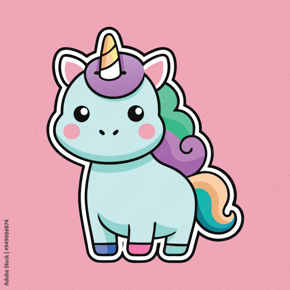 Fototapeta premium Unicorn Cartoon sytle vector for Kids Book design on Pink Background