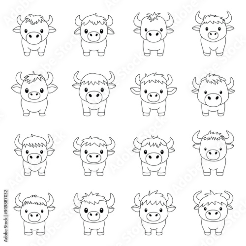 Cute buffalo clipart design illustration