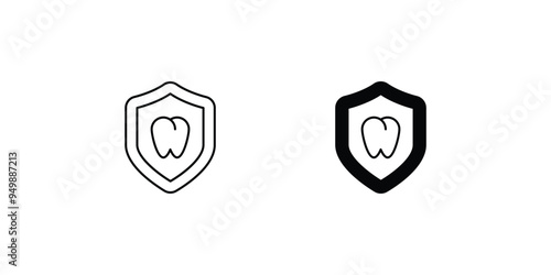dental protection set icon with white background vector stock illustration