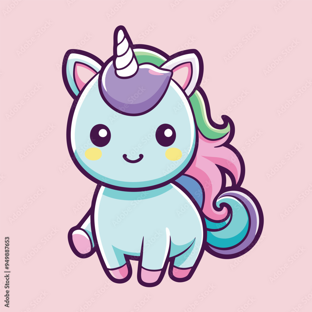 Unicorn Cartoon sytle vector for Kids Book design on Pink Background Unicorn Cartoon sytle vector for Kids Book design on Pink Background