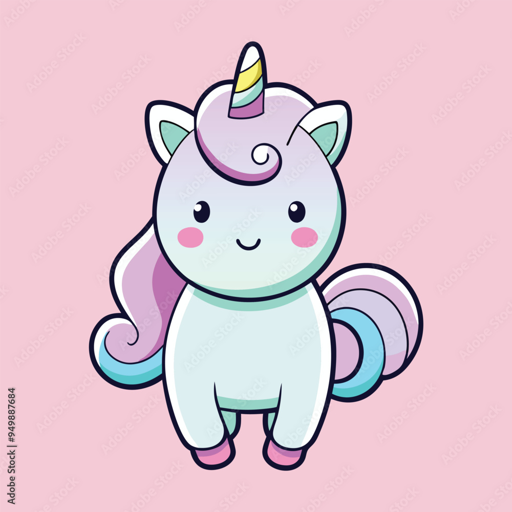 Unicorn Cartoon sytle vector for Kids Book design on Pink Background Unicorn Cartoon sytle vector for Kids Book design on Pink Background