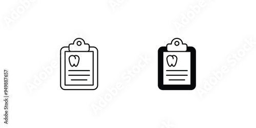 dental record set icon with white background vector stock illustration