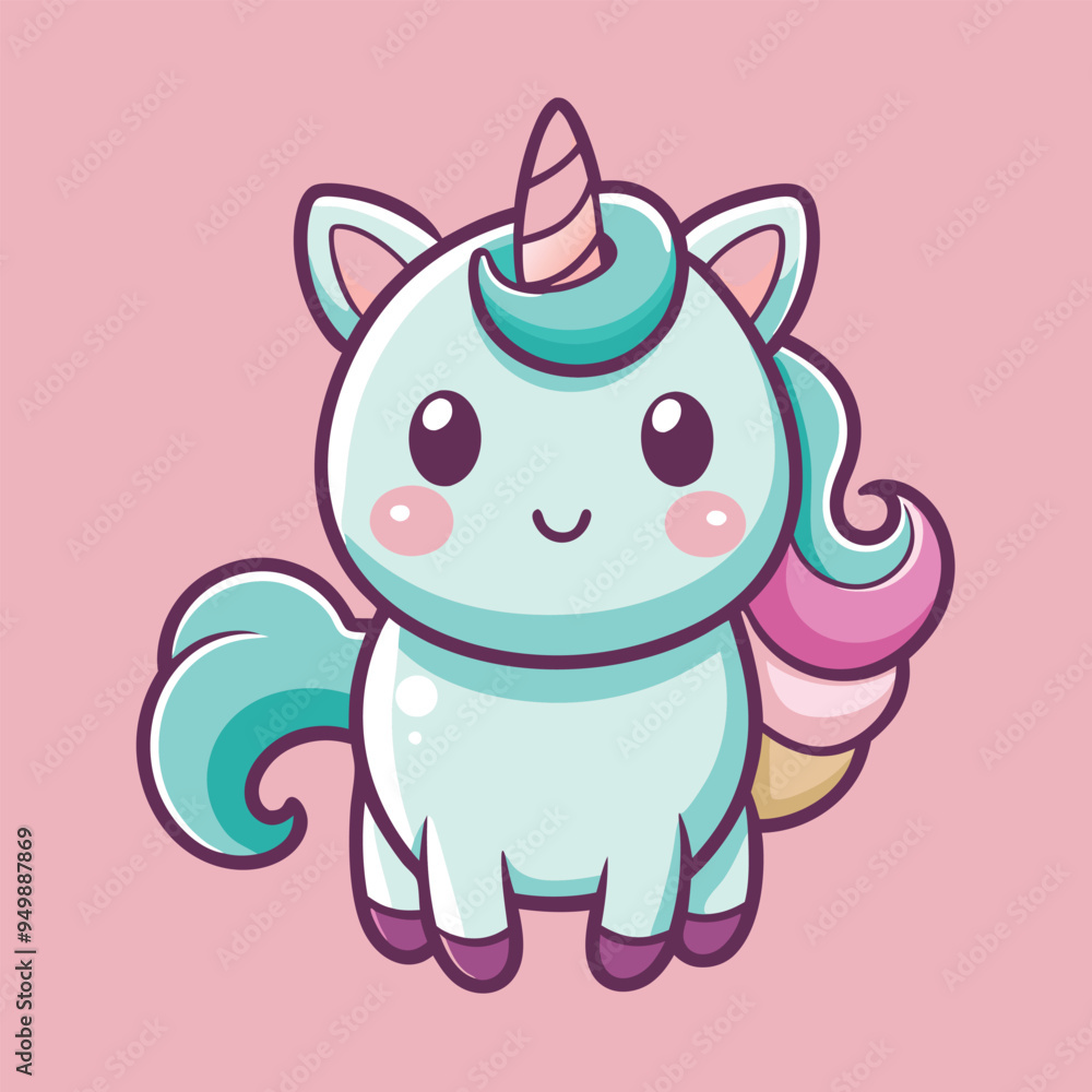 Fototapeta premium Unicorn Cartoon sytle vector for Kids Book design on Pink Background