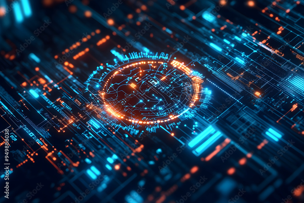 AI symbol with digital graphs, depicting the concept of artificial intelligence. Generative AI. AI symbol with digital graphs, depicting the concept of artificial intelligence. Generative AI.