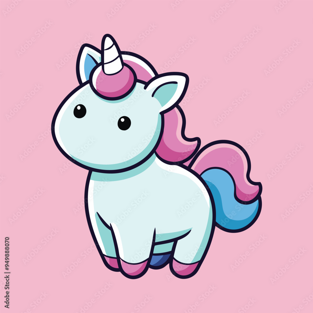 Unicorn Cartoon sytle vector for Kids Book design on Pink Background Unicorn Cartoon sytle vector for Kids Book design on Pink Background