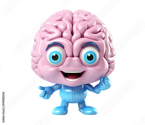 Wallpaper Mural Funny 3D Brain Character Smiling on Transparent Background Torontodigital.ca