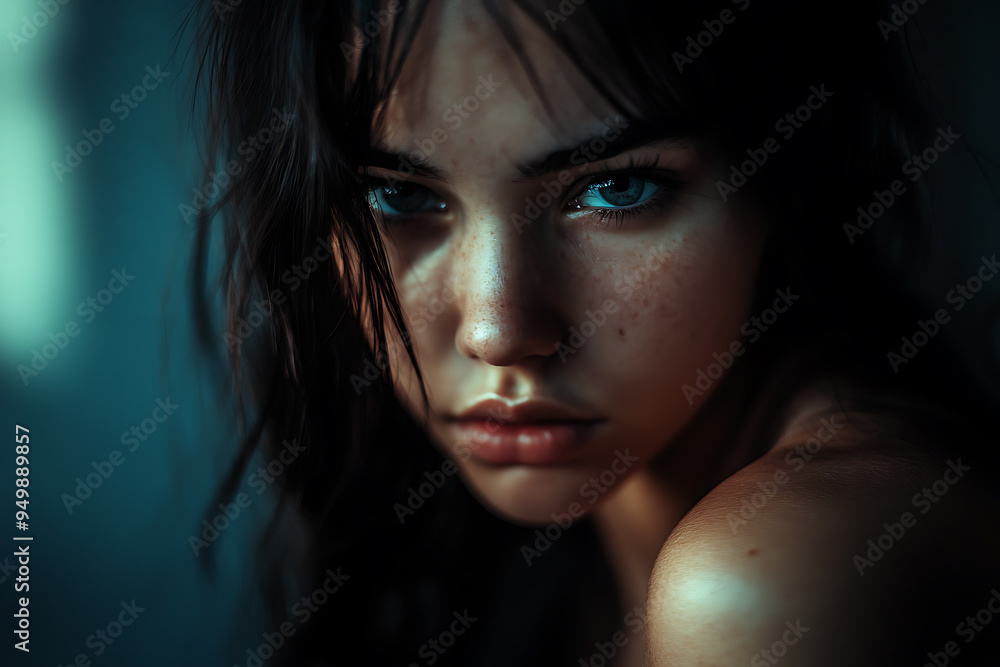 An emotional depiction of a woman in a state of depression, emphasizing feelings of sadness, loneliness, and despair An emotional depiction of a woman in a state of depression, emphasizing feelings of sadness, loneliness, and despair