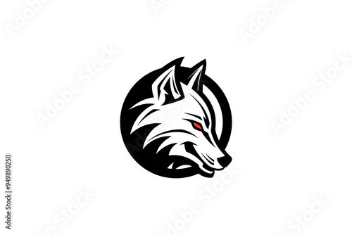 White Wolf Head Logo - Gaming Mascot with Menacing Expression