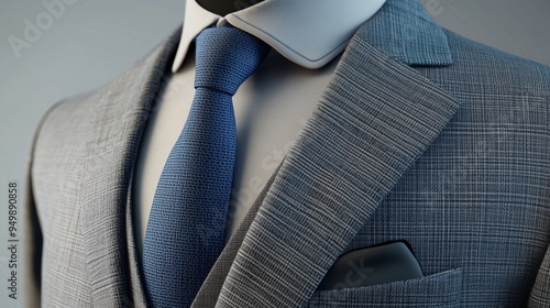 Business men's suit with a blue tie. A template to add to a portrait.