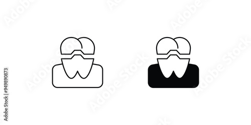 teeth crown set icon with white background vector stock illustration