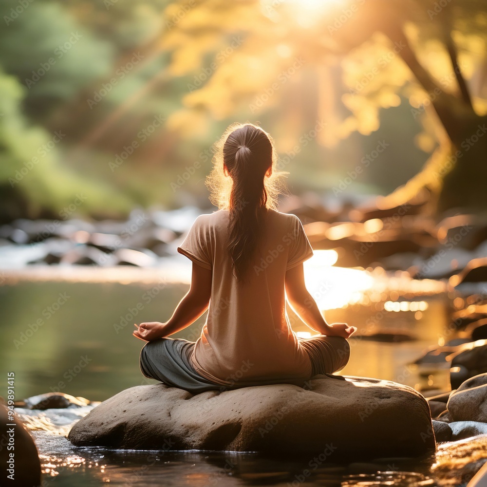 Fototapeta premium Essence of spirituality and inner peace, featuring elements like meditation, mindfulness, and enlightenment. Perfect for topics related to personal growth, wellness, and holistic health.