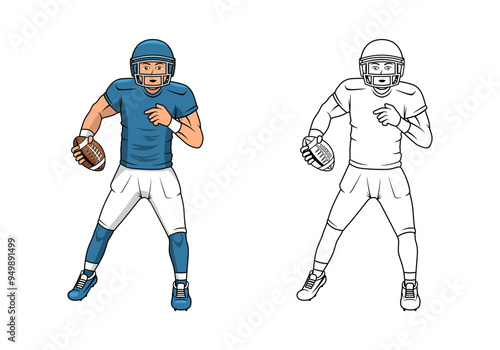 American Football Player Cartoon Character Design Illustration vector eps format suitable for your design needs logo illustration animation etc