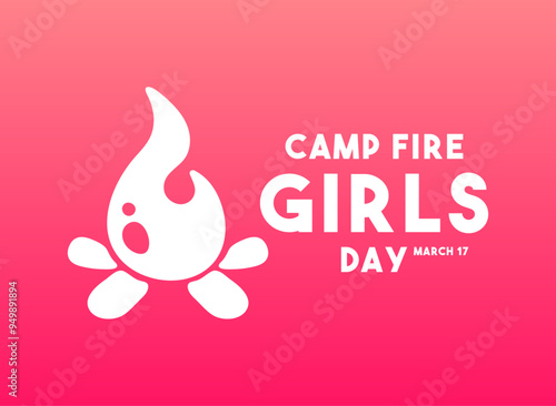 Camp Fire Girls Day. March 17. Gradient background.