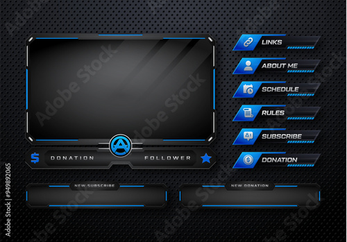 Twitch obs streaming panel overlay design template full package setup