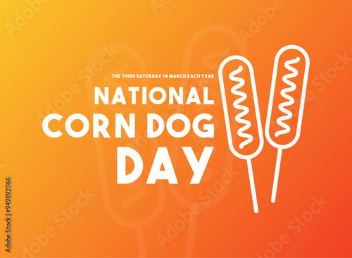 National Corn Dog Day. The third Saturday in March each year. Gradient background.