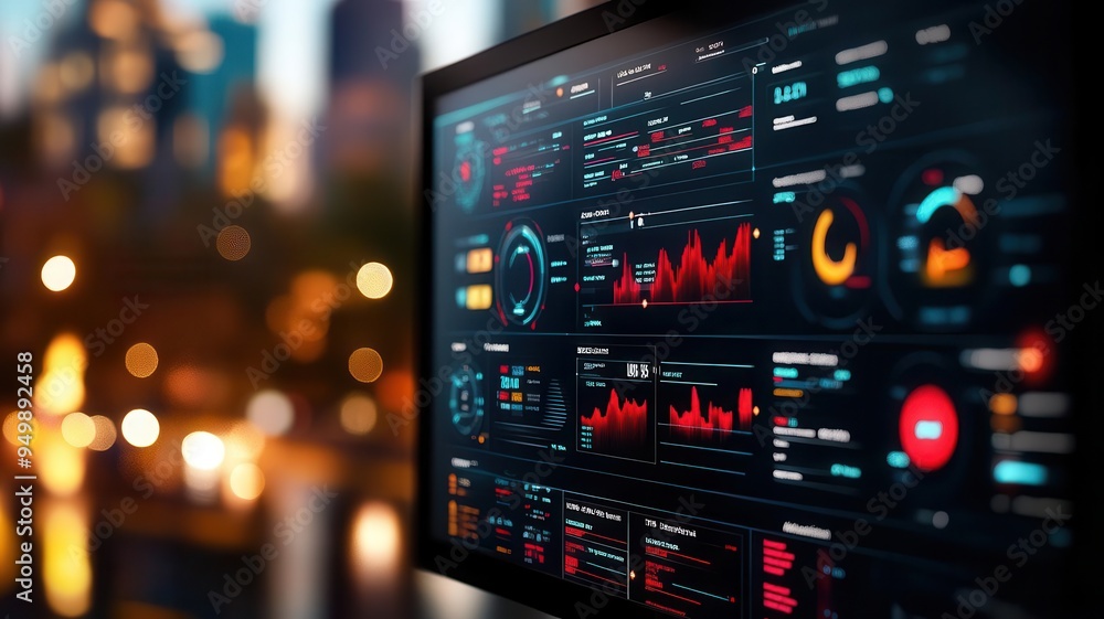 Fototapeta premium Digital dashboard displaying structured marketing workflows, structure marketing, data visualization