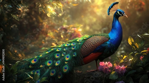 Wallpaper Mural A peacock showing off its colorful and vibrant feather display. Torontodigital.ca