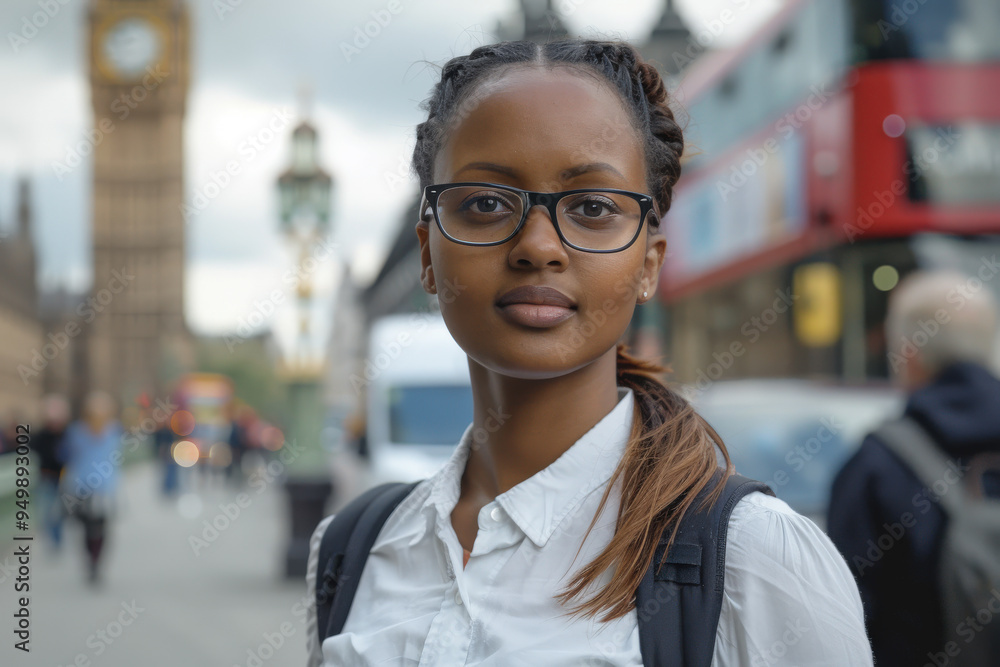 Young Woman with Glasses in London Afternoon Young Woman with Glasses in London Afternoon