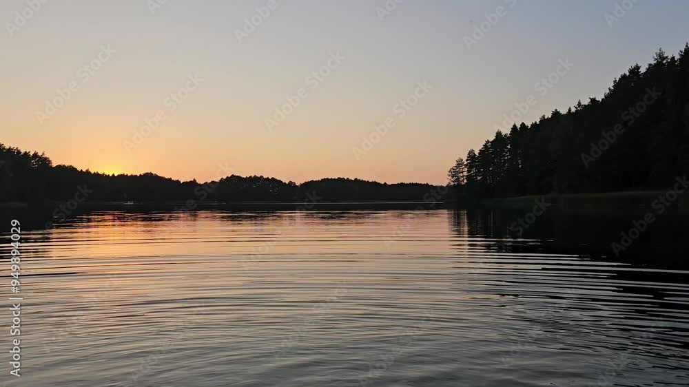 Tranquil Sunset Over a Calm Forested Lake. Nord Europe Tranquil Sunset Over a Calm Forested Lake. Nord Europe