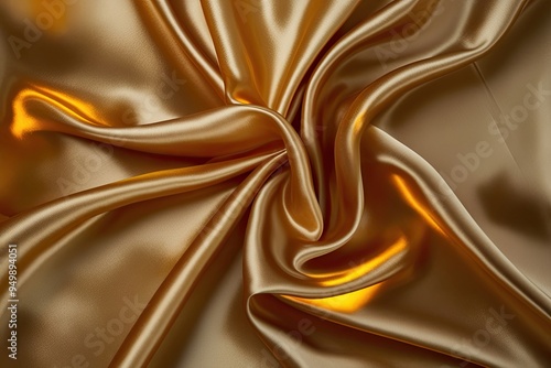 Stunning Bride Silk Fabric with Radiant Amber Drapery and Timeless Elegance