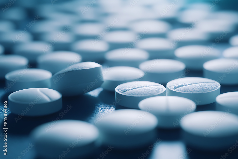 Close-up image of various pills, highlighting their textures and shapes Close-up image of various pills, highlighting their textures and shapes