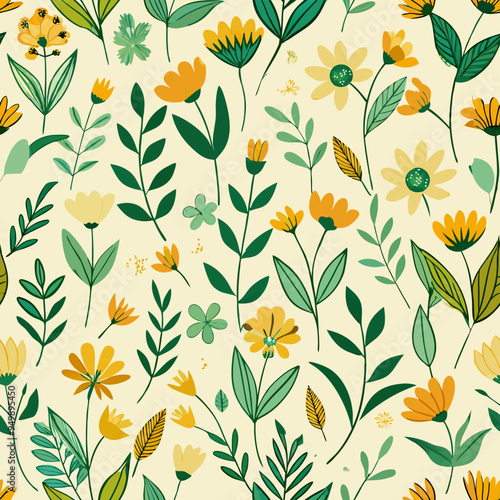 Floral seamless pattern vector illustration.