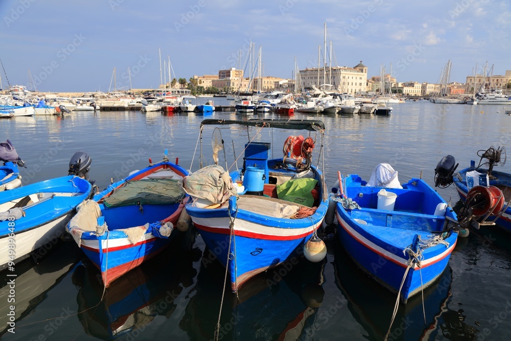 Fishing harbor in Syracuse, Italy Fishing harbor in Syracuse, Italy