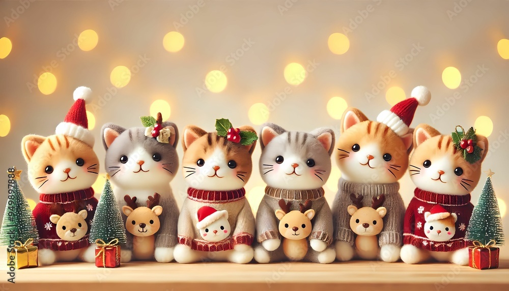 Merry Christmas Cute cat in costume celebrating the festival, Generative AI
Merry Christmas Cute cat in costume celebrating the festival, Generative AI