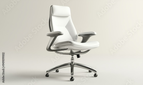 Ergonomic home office chair, sleek design with adjustable features, 3D illustration