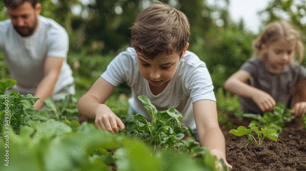 custom made wallpaper toronto digitalFamily Engaging in a Joyful Day at the Community Garden, Learning Together While Planting Vegetables
