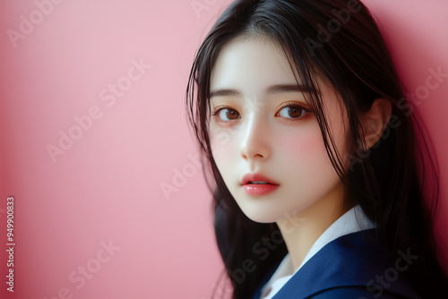 ロングヘアの美しい清楚な女子高生