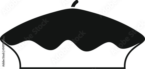 Simple vector icon of a black french beret, representing france and fashion