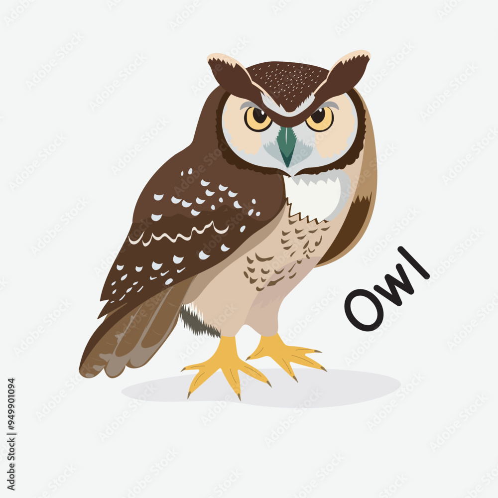 Obraz premium Owl Vector Illustration: Nocturnal Bird of Prey