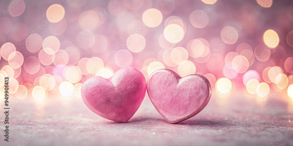 Two pink hearts with a soft bokeh background. Concept of love and romance, for greeting cards, banners, or backgrounds for Valentine's Day, weddings, and anniversaries, card with copy space Two pink hearts with a soft bokeh background. Concept of love and romance, for greeting cards, banners, or backgrounds for Valentine's Day, weddings, and anniversaries, card with copy space