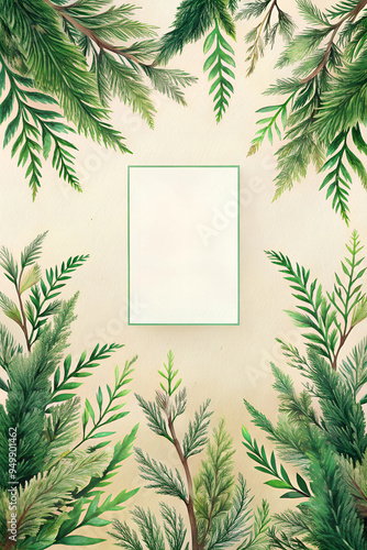  Elegant Thuja Wedding Invitation Template - Premium Design with Customizable Text Area for a Sophisticated and Stylish Wedding Announcement.