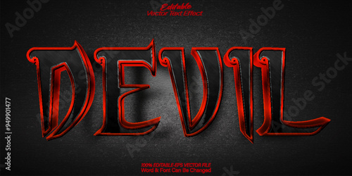 Devil  Vector Text Effect Editable Alphabet Demon Horror Scary Black Red
