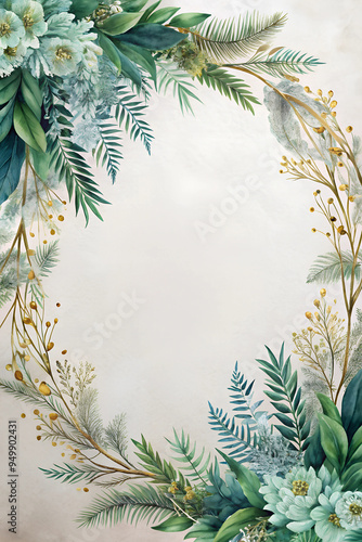  Elegant Thuja Wedding Invitation Template - Premium Design with Customizable Text Area for a Sophisticated and Stylish Wedding Announcement.