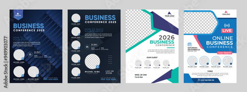 corporate business webinar conference flyer design layout template, marketing business event strategies workshop poster online live meeting