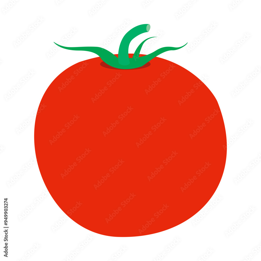 Red Tomato With Green Leaf Cartoon Illustration Red Tomato With Green Leaf Cartoon Illustration
