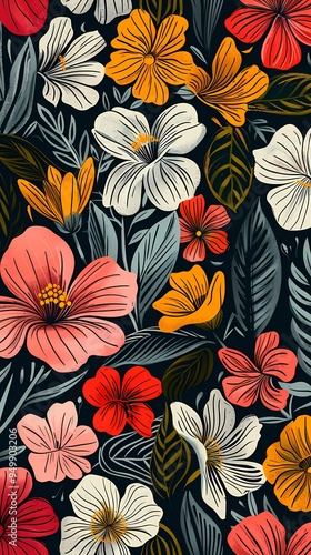 A lush and vibrant floral pattern illustration poster background