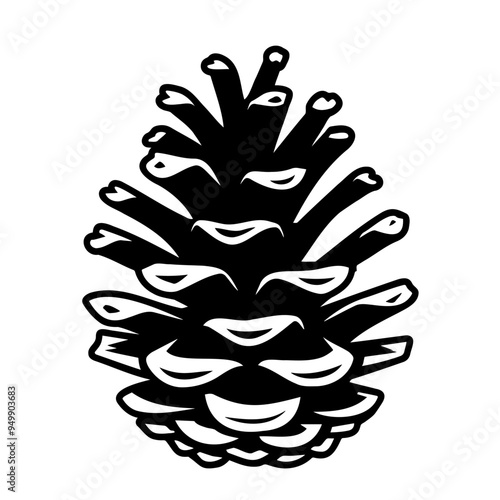 Black and White Pine Cone Vector Illustration