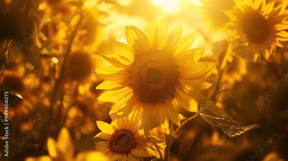 Fototapeta premium Sunlit Sunflower Field